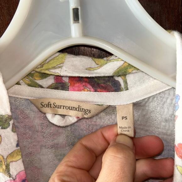 Soft Surroundings Women’s Petite Small Robe Floral Wrap Belted Pockets - Picture 4 of 10